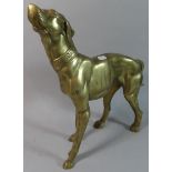 A Large Brass Study of a Greyhound, 38cm High