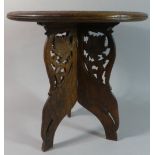 An Intricately Carved Circular Topped Indian Table with Pierced Tripod Support, 37cm Diameter