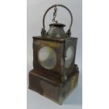 A Vintage Metal Cased LNER South Railway Lamp, Case Rusted