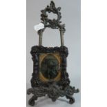 A French Brass Miniature Easel Together with a Late Victorian Daguerreotype Photograph of a Seated