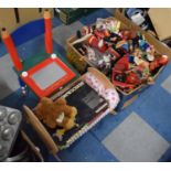 A Box of Souvenir Dolls, Child's Chair, Meccano Set, Vintage Etch A Sketch etc