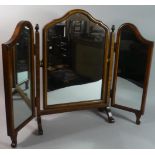 An Edwardian Mahogany Framed Triple Dressing Table Mirror, 57cm High