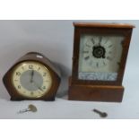 An American Wall Clock and an Oak Cased Smiths Mantle Clock