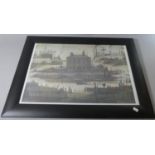 A Modern Ebonised Framed Lowry Print, "An Island", 57cm Wide