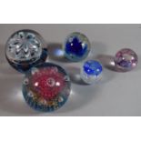 A Collection of Five Modern Glass Paperweights