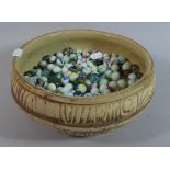 A Ceramic Bowl Containing Large Quantity of Vintage Marbles
