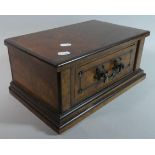 A Late Victorian Inlaid Amboyna Box with Single Drawer Having Brass Handle, 20.5cm Wide