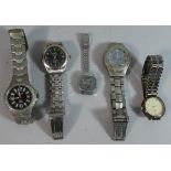 A Collection of 5 Vintage Wristwatches Including Replica Rolex and Omega examples