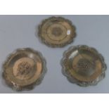 A Set of Three Pierced White Metal Dishes with Engraved Decoration, Each 16.5cm Diameter