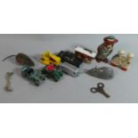 A Collection of Diecast and Tinplate Toys to Include Clockwork Tinplate Mice and Teddy Bear etc
