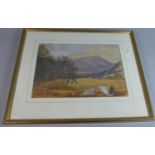 A Framed Watercolor Depicting Rural Scene, 35cm Wide