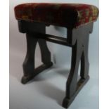A Mid 20th Century Stained Pine Framed Stool with Tapestry Top