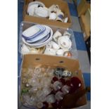 Three Boxes of Ceramics, Glassware and Enamel Ware