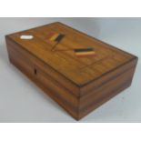 A WWI Inlaid Box, The Hinged Lid with Flags of Belgium, 23cm Wide