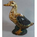 A Modern Cast Iron Painted Doorstop in the Form of a Duck, 31cm High