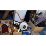 Three Boxes of Sundries to Include Soft Toys, Artificial Flowers, Travel Case, Table Lamp,