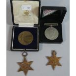 Three WWII Medals and a Bronze 1914-18 Medallion