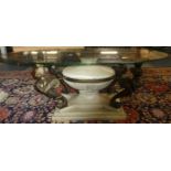 A Reproduction French Second Empire Style Oval Glass Topped Coffee Table with Maiden Supports, 120cm