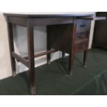 A Mid 20th Century Oak Children's Writing Desk with Three Side Drawers and Slide, 91cm Wide