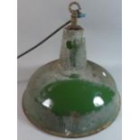 A Vintage Green Enamel 'Pendant' Industrial Light Fitting, 45.5cm Diameter