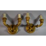 Two Gilt Decorated Composition Two Branch Wall Lights