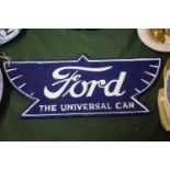 A Reproduction Cast Metal Ford Plaque, The Universal Car, 36.5cm Wide plus Vat