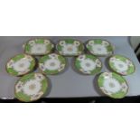 A Collection of Edwardian Coalport Green Batwing to Include Three Two Handled Square Bread and