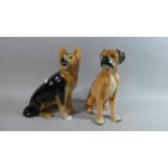 Two Kingston Pottery Studies of Seated Dogs, 29cm High