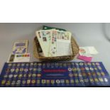 A Box Containing Schoolboy Stamp Albums and Stamps, ESSO Collection of Football Club Badges etc