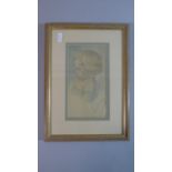 A Framed Pencil and Watercolor Sketch of "Jill, 1946" Signed Vincent H Marca, 18.5cm High