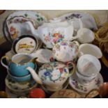 A Tray Containing Floral Pattern Teawares to Include Victoria Pattern Teapot, Coalport Junetime