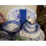 A Tray of Blue and White Dinner Plates and Bowls to Include Burleigh Calico, Coalport Cairo-Blue,