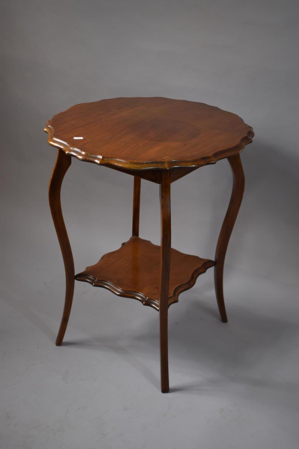 A Mahogany Two Tier Shaped Circular Topped Occasional Table with Cabriole Supports, 60cm Diameter