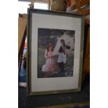 A Framed Edwardian Print, Children with Kite, 58cm High