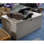 A White Painted Pine Tool Box Together with a Pair of Size 12 Fisherman's Waders