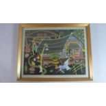 A Framed African Print Depicting Village Scenes, 36cm Wide