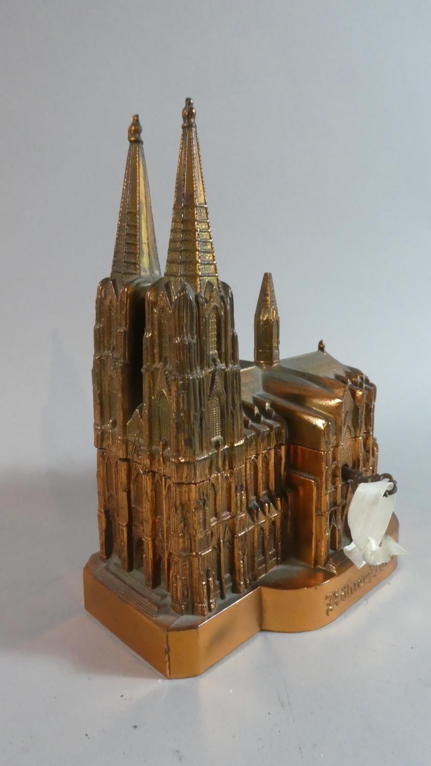 A German Musical Jewellery Box in the Form of Cologne Cathedral, with Key and Working Order, 15cm