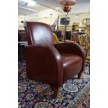 A Modern Art Deco Style Leather Upholstered Arm Chair