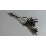 A 19th Century Steel Chatelaine with a Collection of Vintage Keys