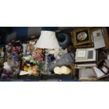 Four Boxes of Ceramics, Glassware, Table Lamp, Picture and Photoframes, Roberts DAB Radio,