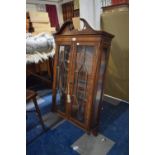 A Reproduction Astragal Glazed Wall Hanging Display Cabinet with Three Glass Shelves, Swan Neck