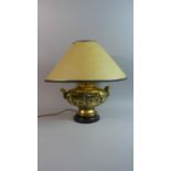 An Oriental Gilt Table Lamp in the Form of a Two Handled Vase