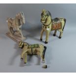 A Collection of Four Carved Wooden North Indian Horses with Painted Decoration, the Tallest 32cm