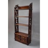 A Reproduction Mahogany Four Shelf Wall Hanging Whatnot with Four Drawers to Base and Pierced