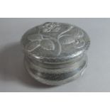 A French Chaumette Arthur Pewter Circular Lidded Box with Floral Decoration, Stamped to Base, 12cm