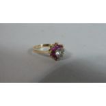 A 9ct Gold Ladies Dress Ring with White and Pink Stones, 2.4g