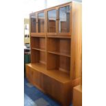 A Vintage 1970's G Plan Lounge Unit with Double Cupboard Base, Raised Open Shelved Section and Upper