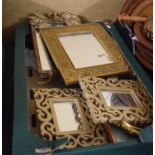 A Box Containing Five Gilt Framed Mirrors and Two Prints