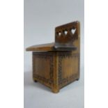 A Novelty Thimble Box in the Form of a Chair with Heart Pierced Back, 7cm High