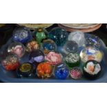 A Collection of Nineteen Coloured Glass Paperweights